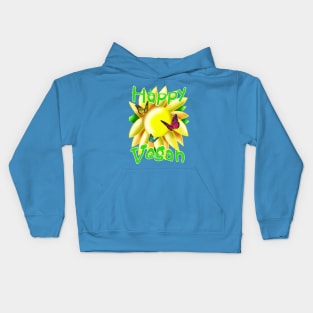 Happy vegan with a sunflower and butterflies Kids Hoodie